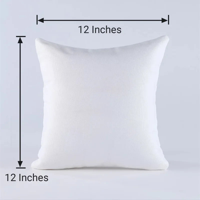 Square 12x12 inch white cushion base for custom printing, ideal for creating a personalized couple picture cushion gift.