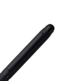 Black pen on a white background