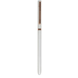 Silver pen with rose gold accents on a white background