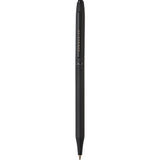 Black pen on a white background