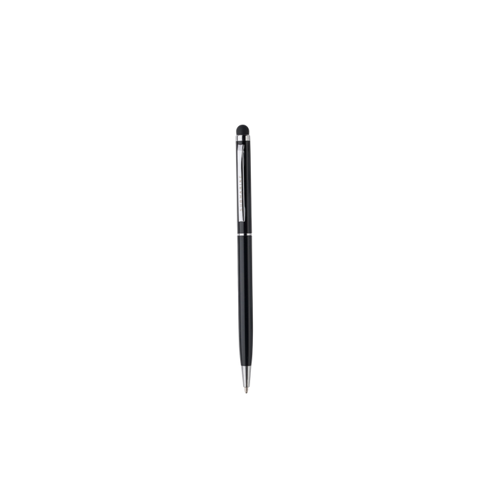 Black pen with silver accents on a white background