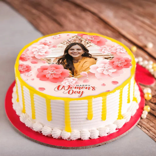 Decorated Rosy Photo Cake