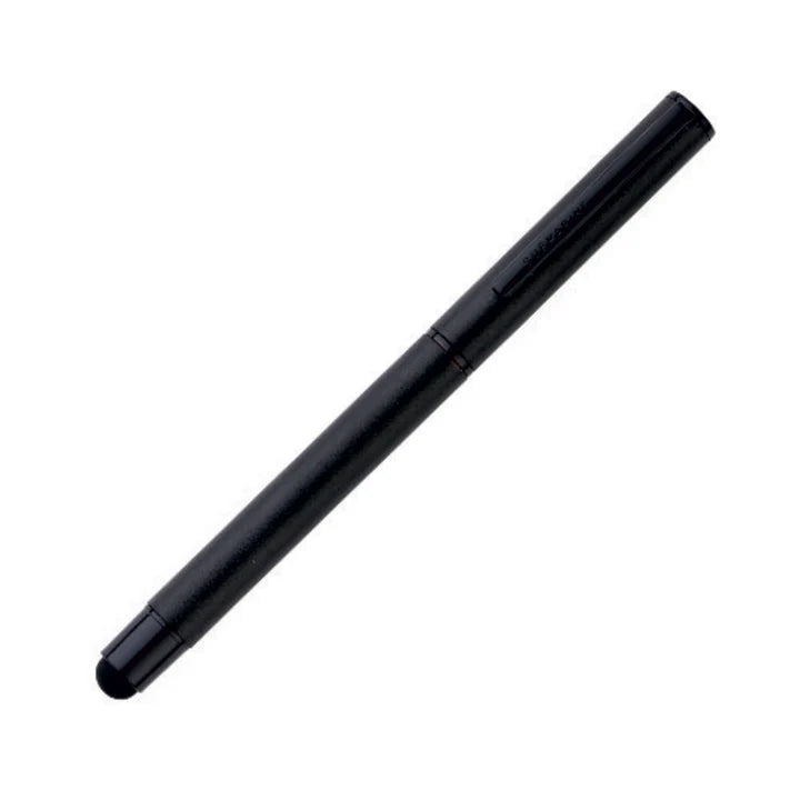 Black stylus pen on a white background