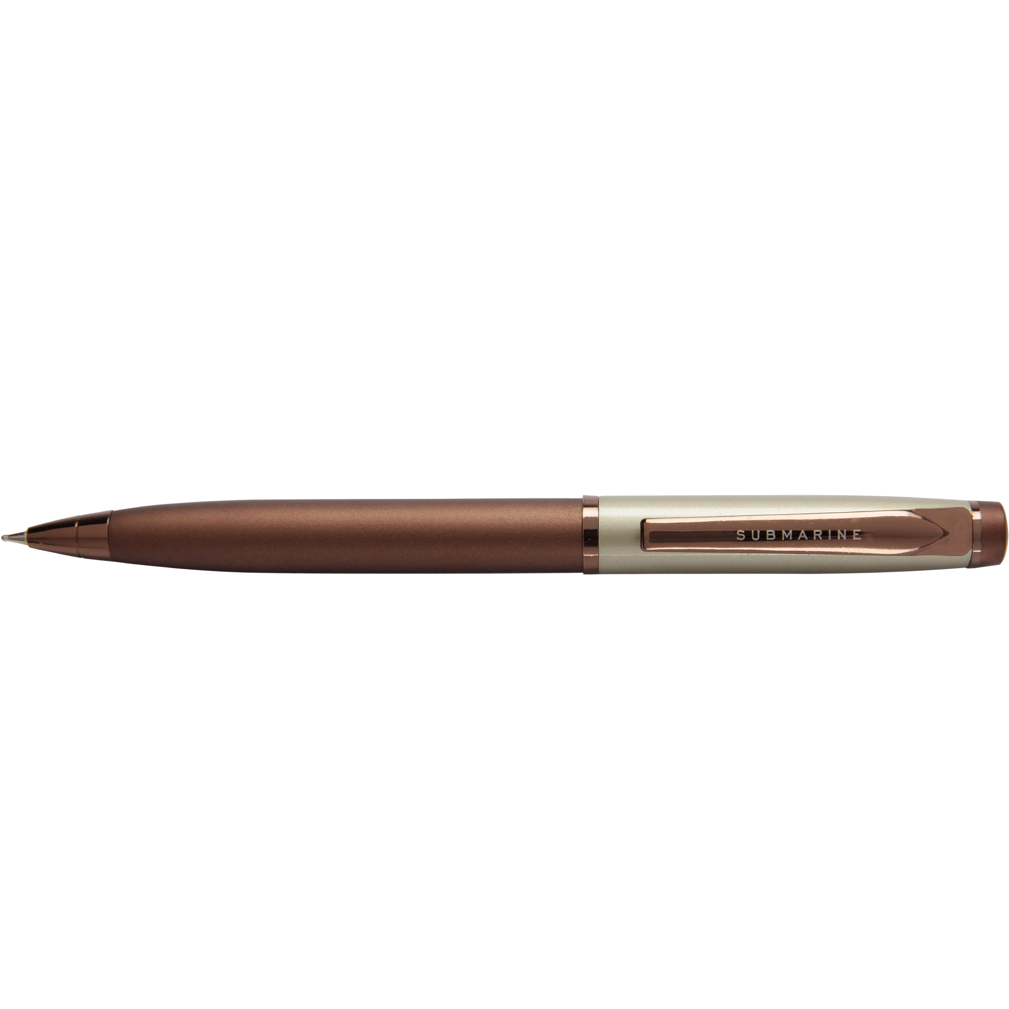 Brown pen with 'Submariner' branding on a white background
