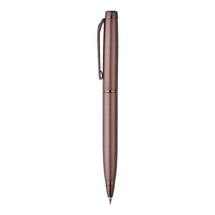 Rose gold pen on a white background