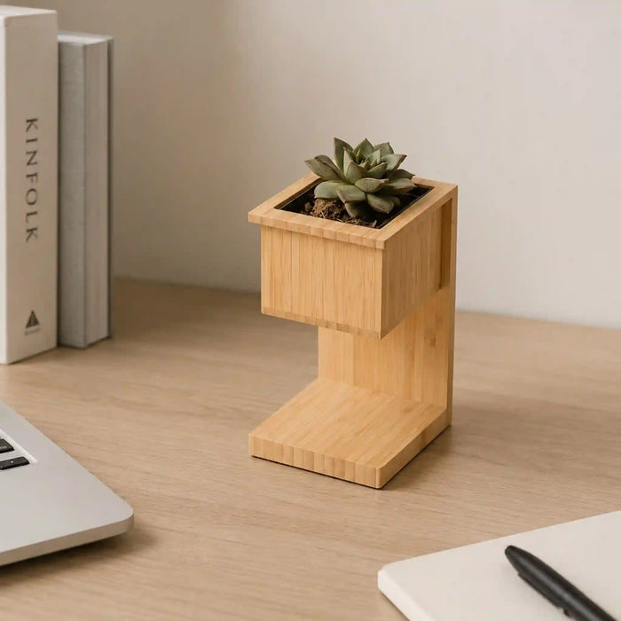 wider view Alder wireless charger with planter unique custom tech accessory and personalized desk gifts