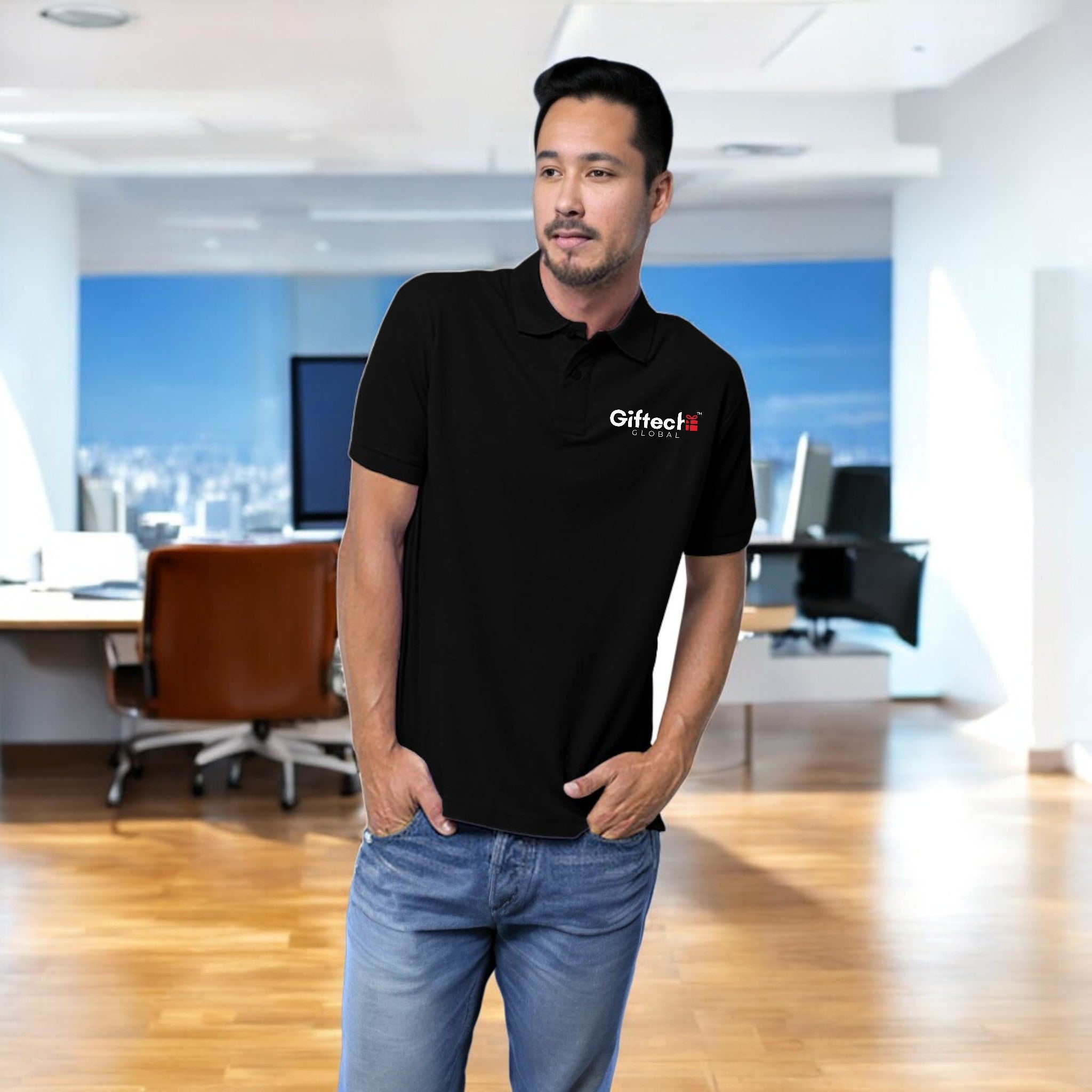 Core Style Polo T-shirt with Embroidered Logo Black