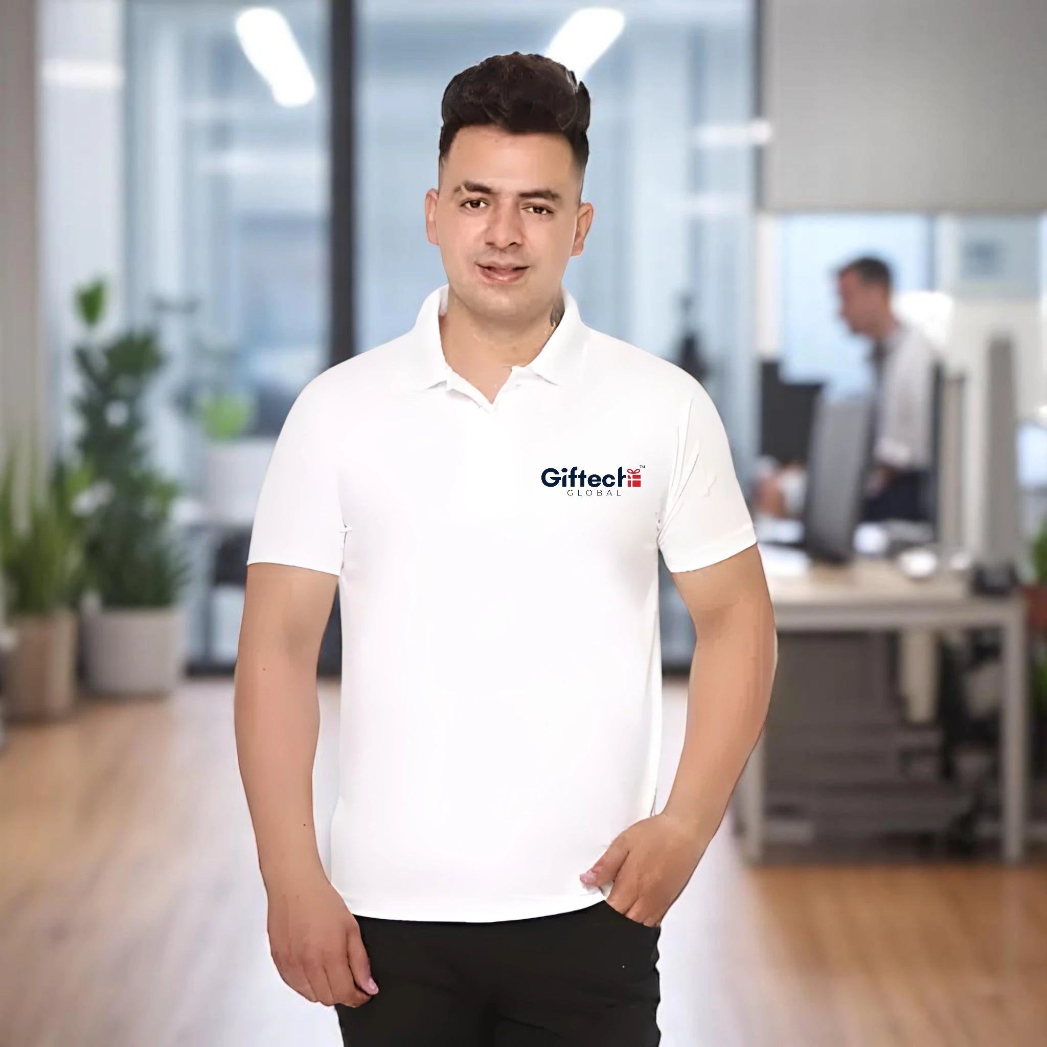 Performance Polo T-shirt with Embroidered Logo White