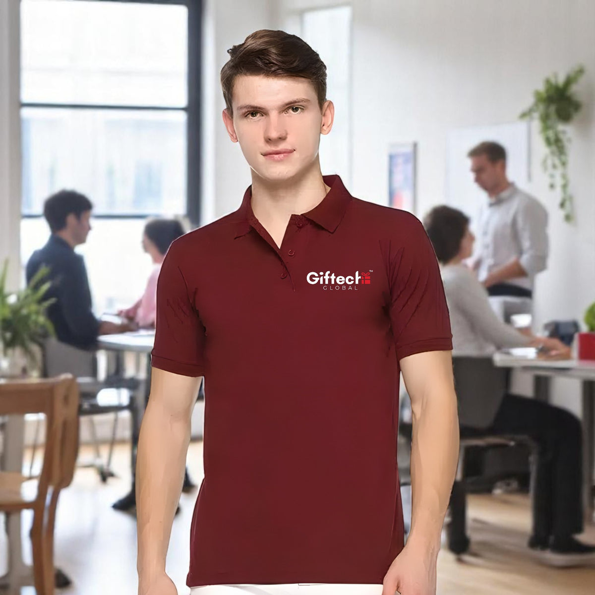ClimaCool Polo T-Shirts with Embroidered Logo Maroon