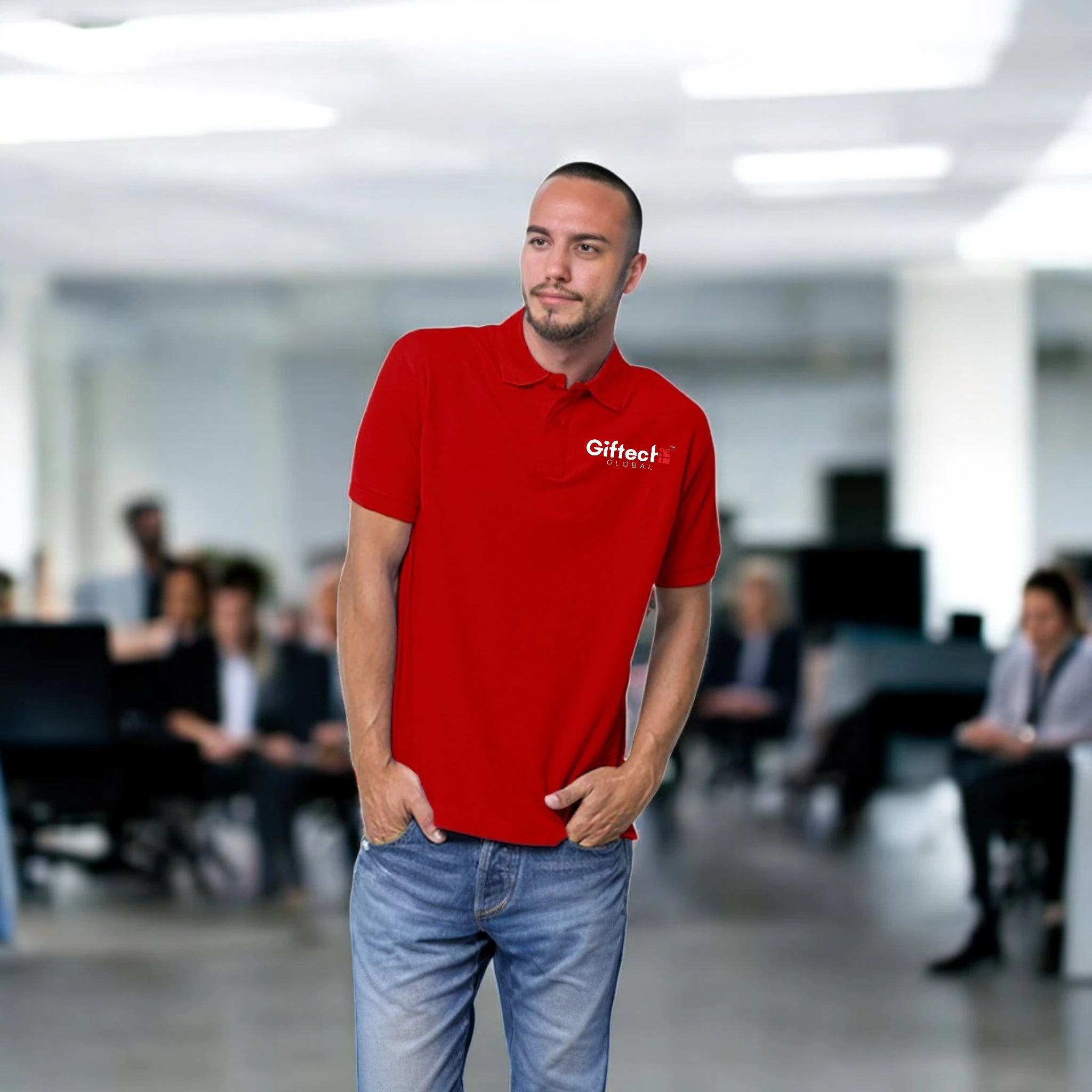 Core Style Polo T-shirt with Embroidered Logo RED