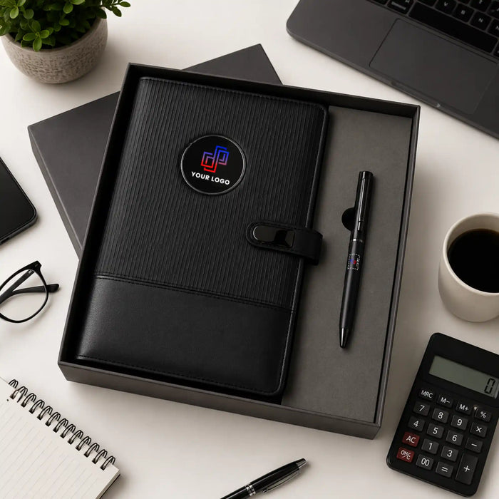 Wireless Power Bank Diary and Pen Gift Set