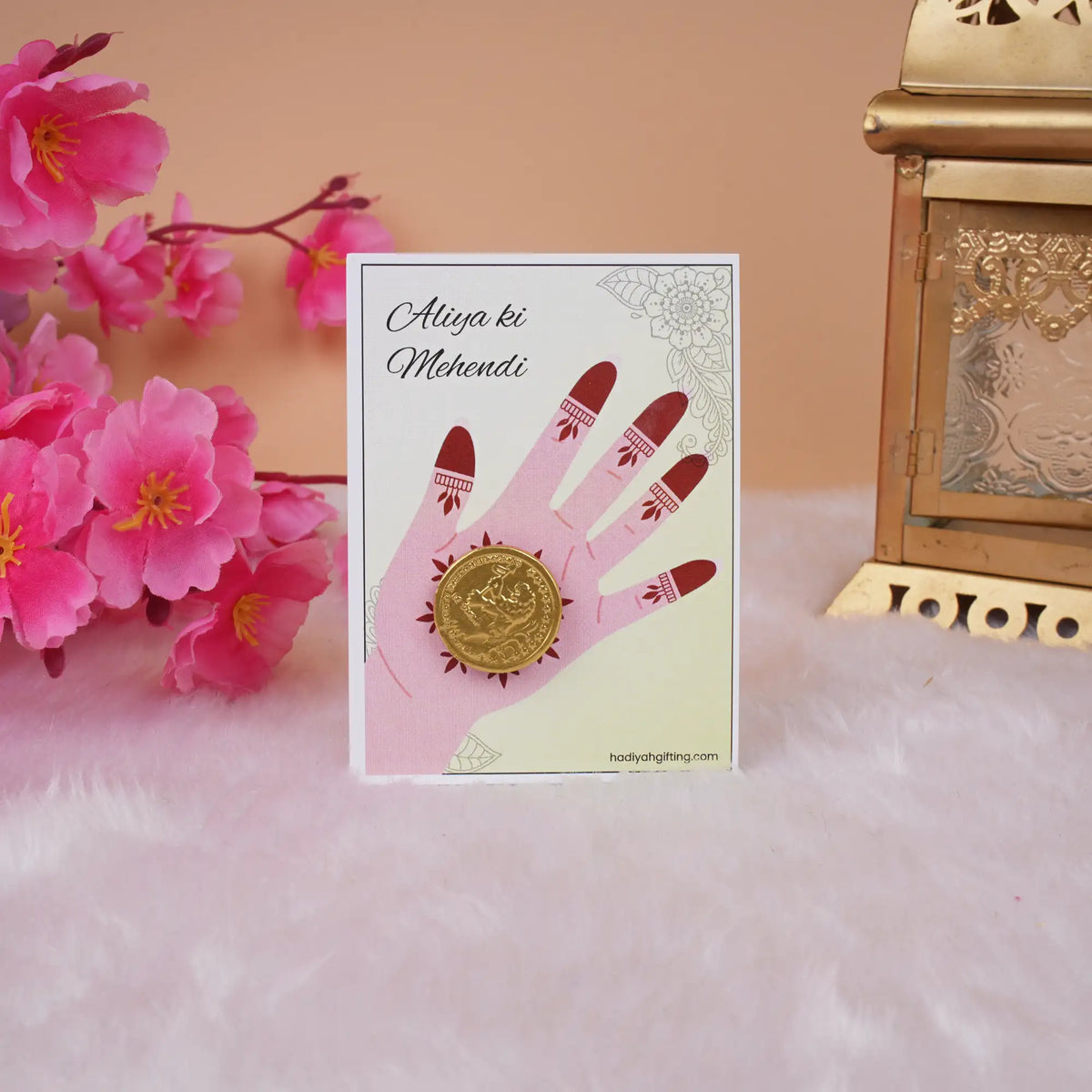 Chocololate Coin Maker Mehendi Favour Card with Gold Coin Chocolate | Giftech Global