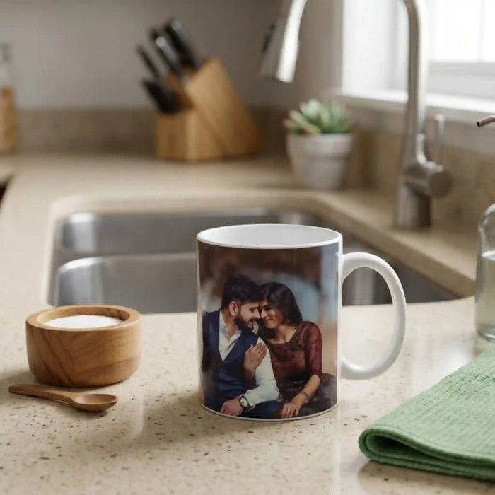 kept in kitchen table Custom Couple Photo Mug romantic customized keepsake and custom couple photo mug