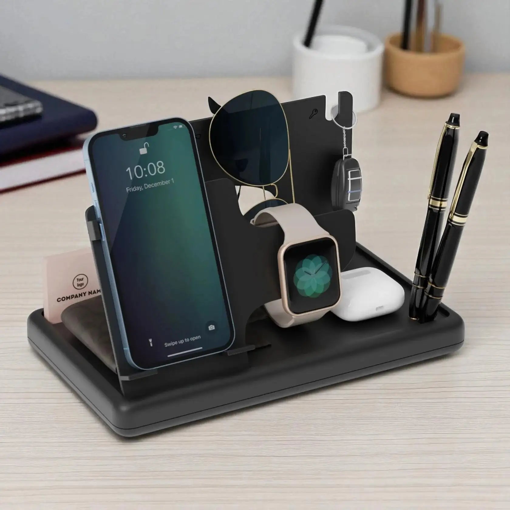FLAPPY Foldable Desk Organiser (Black) – Portable Desk Storage ...