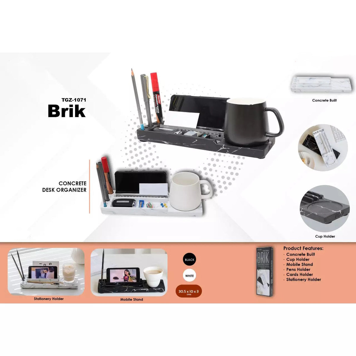 Brik Desk Organizer White