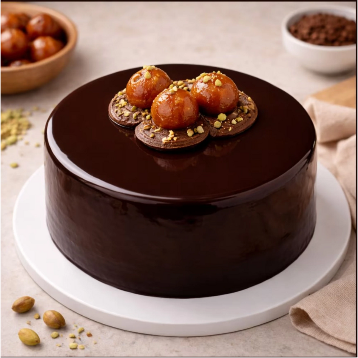 Gulab Jamun Chocolate Truffle Cake