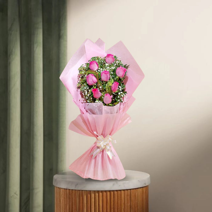 8 Pink Roses