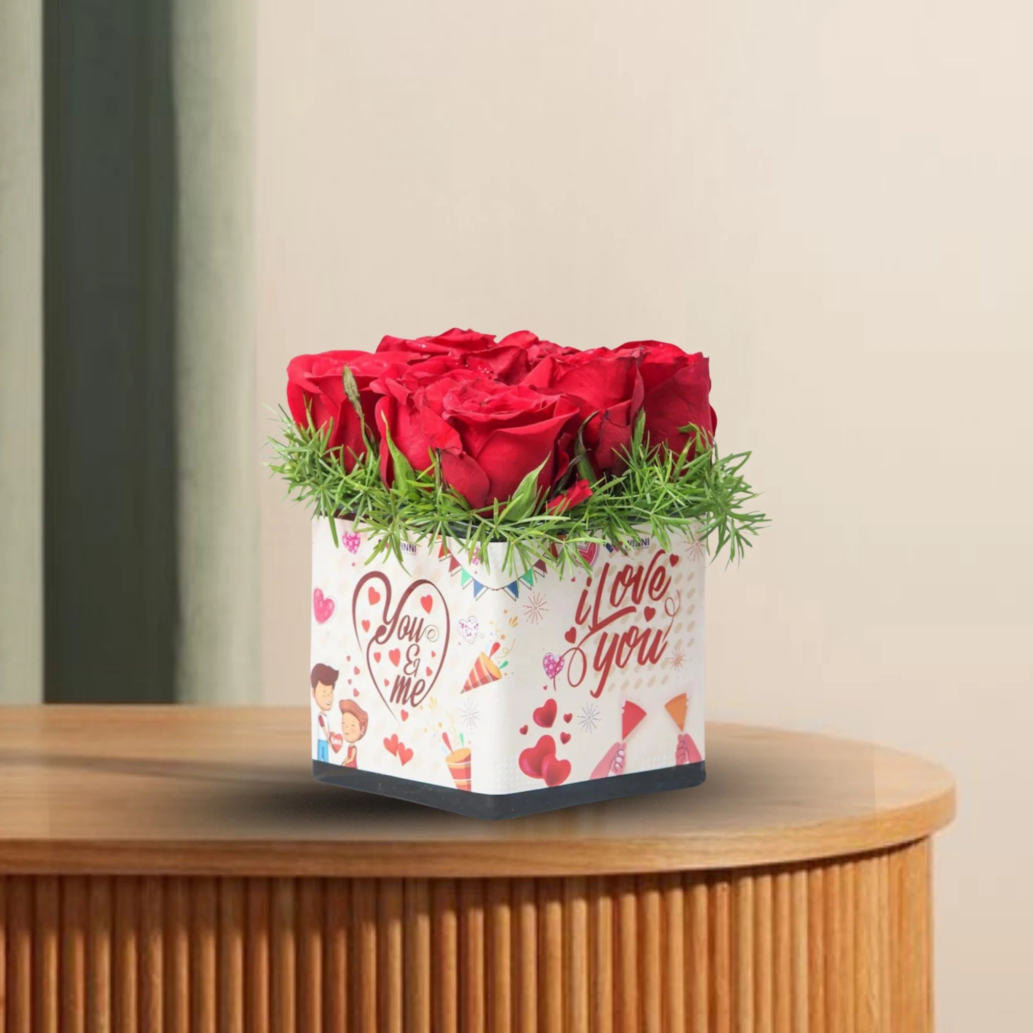 Red Roses You And Me Sticker Vase
