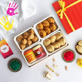 Festive Holi gift box with sweets and herbal colors