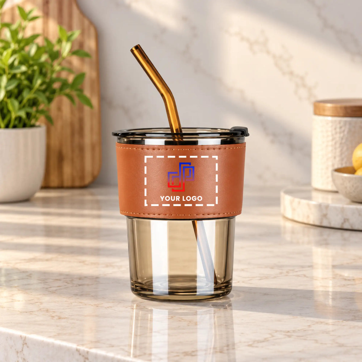 BrewSip Glass Mug with Straw – 250ml