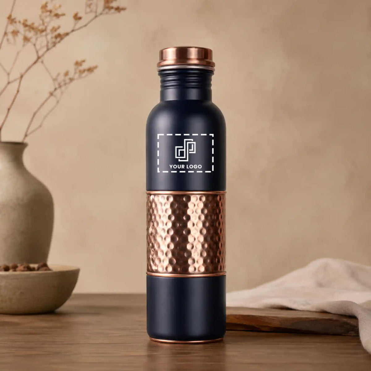 Midnight Hammered Copper Bottle