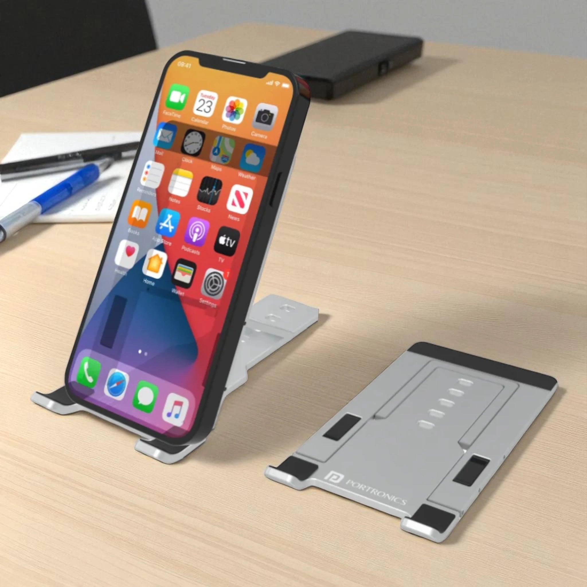 Phone stand with smartphone 