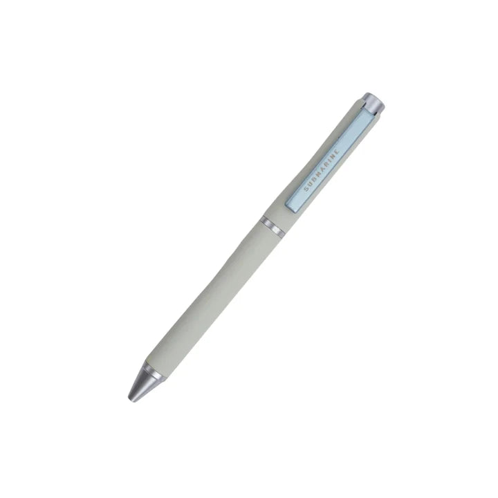 Silver pen on a white background