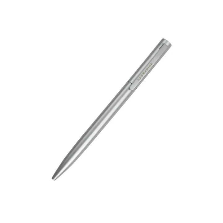 Silver pen on a white background