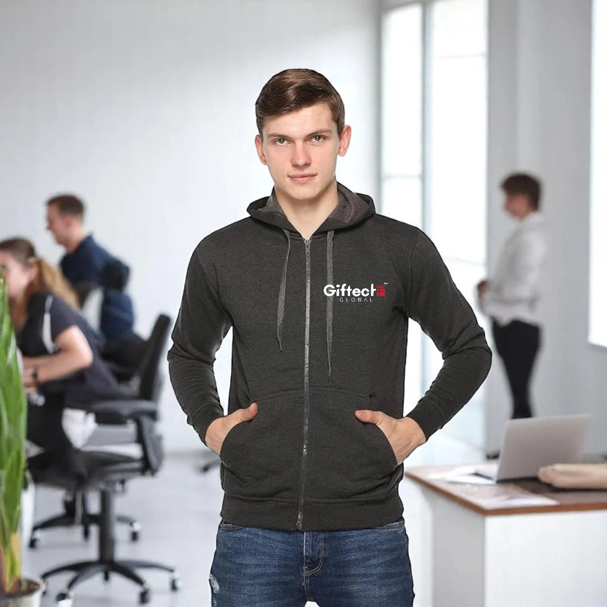 Royal Comfort Hoodie with Embroidered logo Charcoal Grey