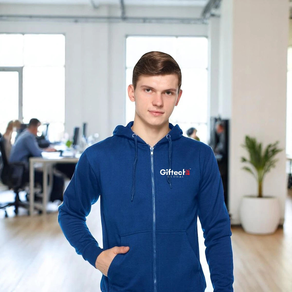 Royal Comfort Hoodie with Embroidered logo Blue