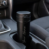 Personalised Black Push Button Flask