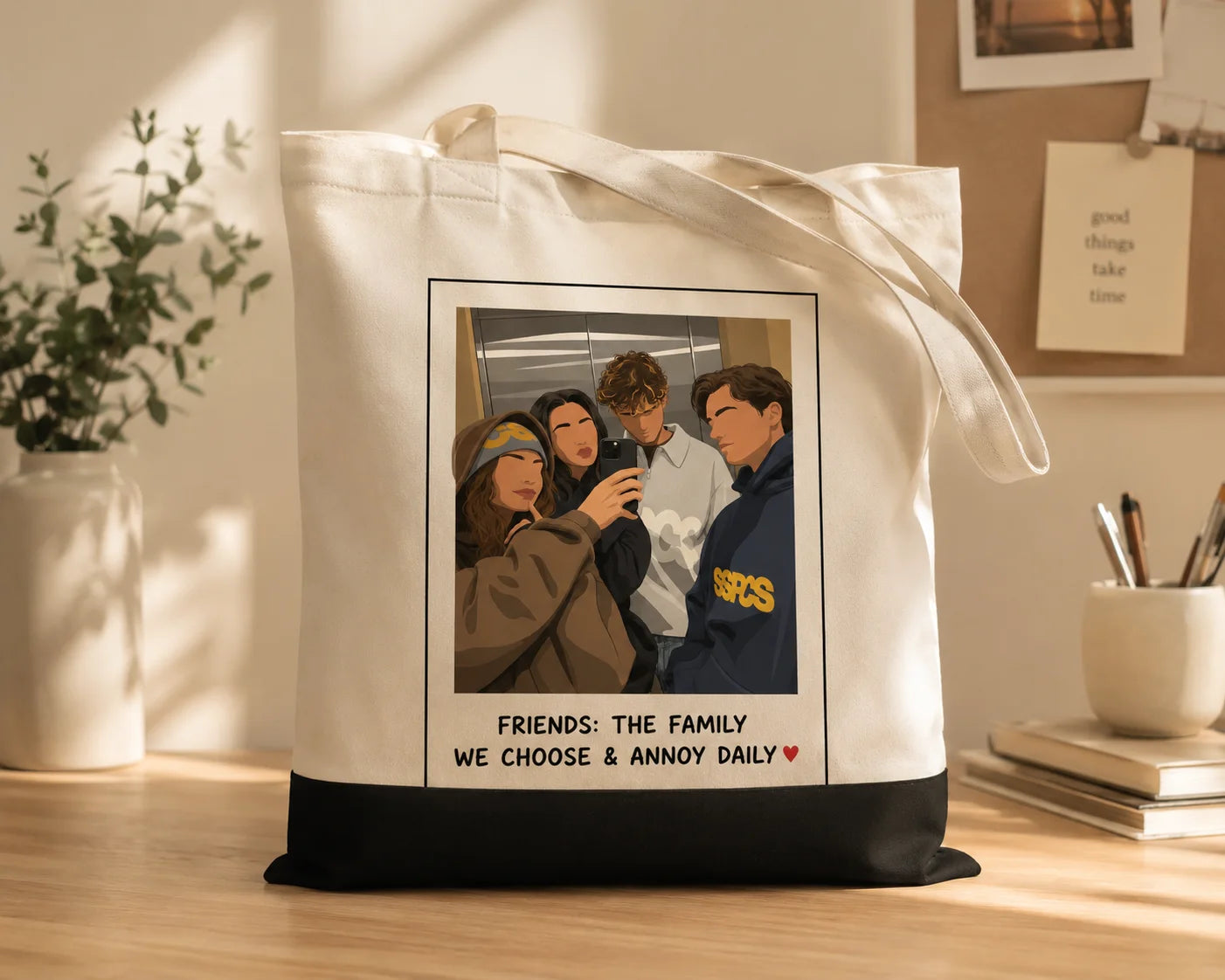 Personalized Illustrated Friends Tote Bag - 2