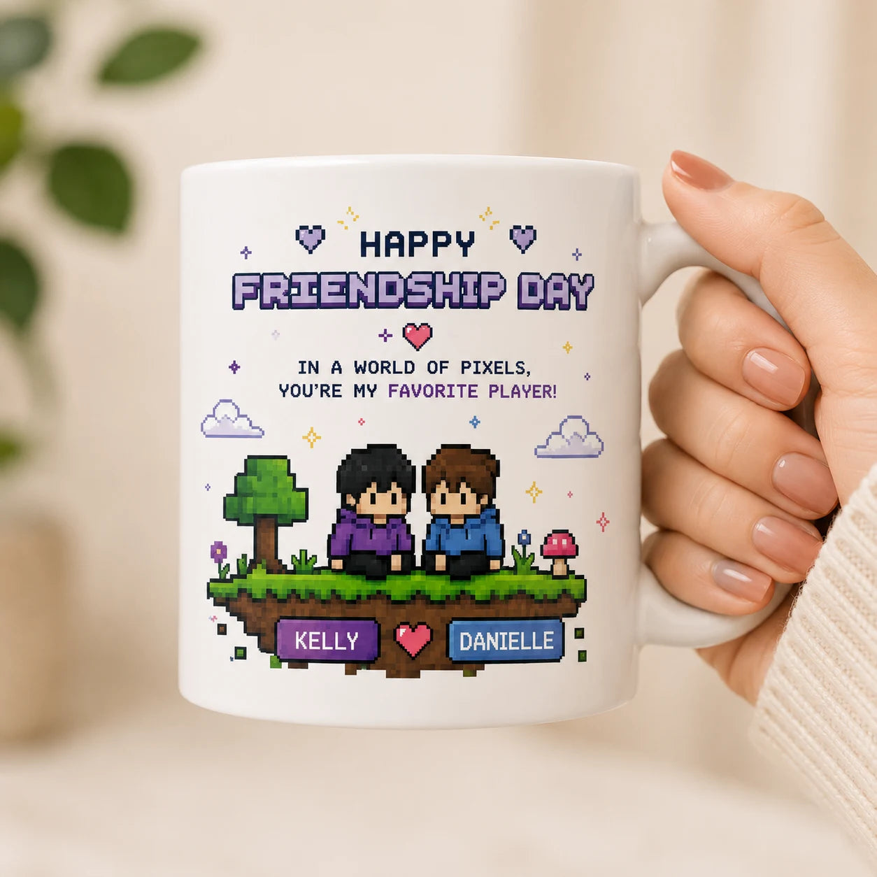 Personalized Pixel Art Friendship Ceramic Mug
