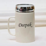 Personalized White Coffee Mug with Mirror Lid