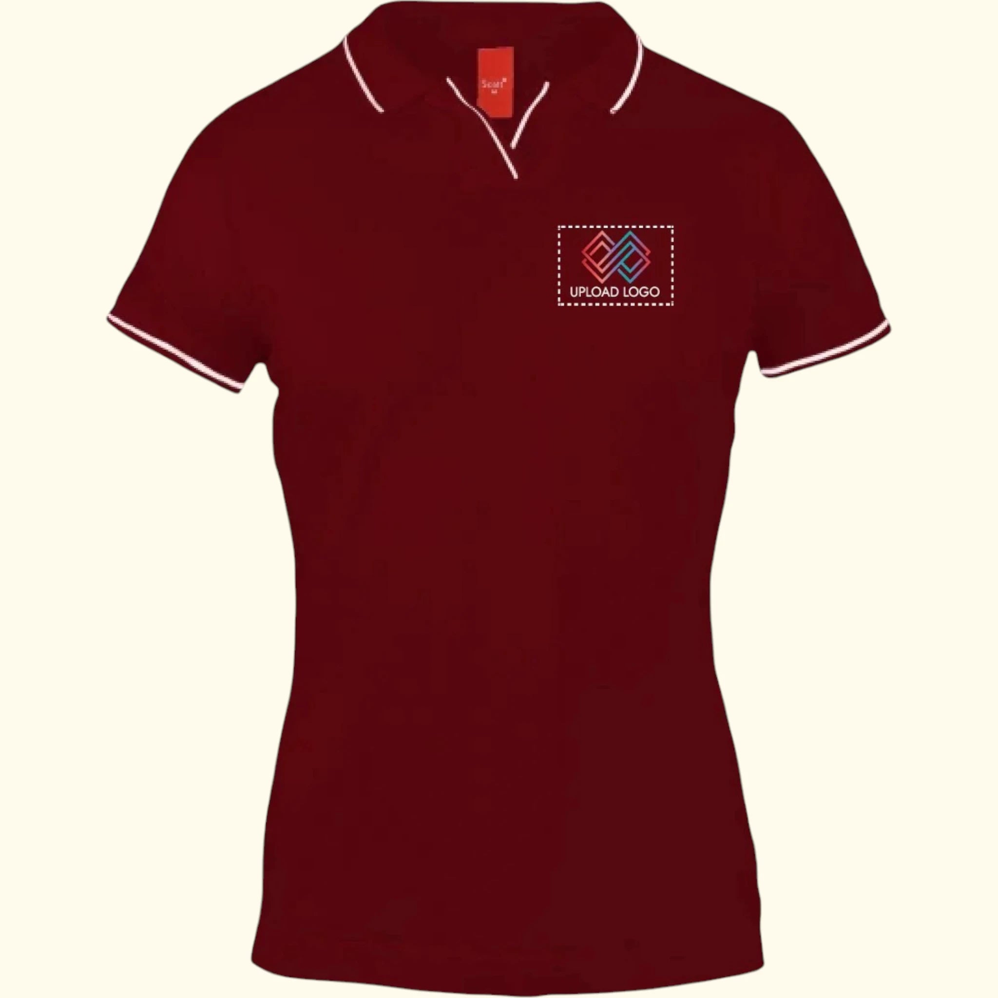 Women's Tipped Elegance Polo T-shirt with Embroidered Logo