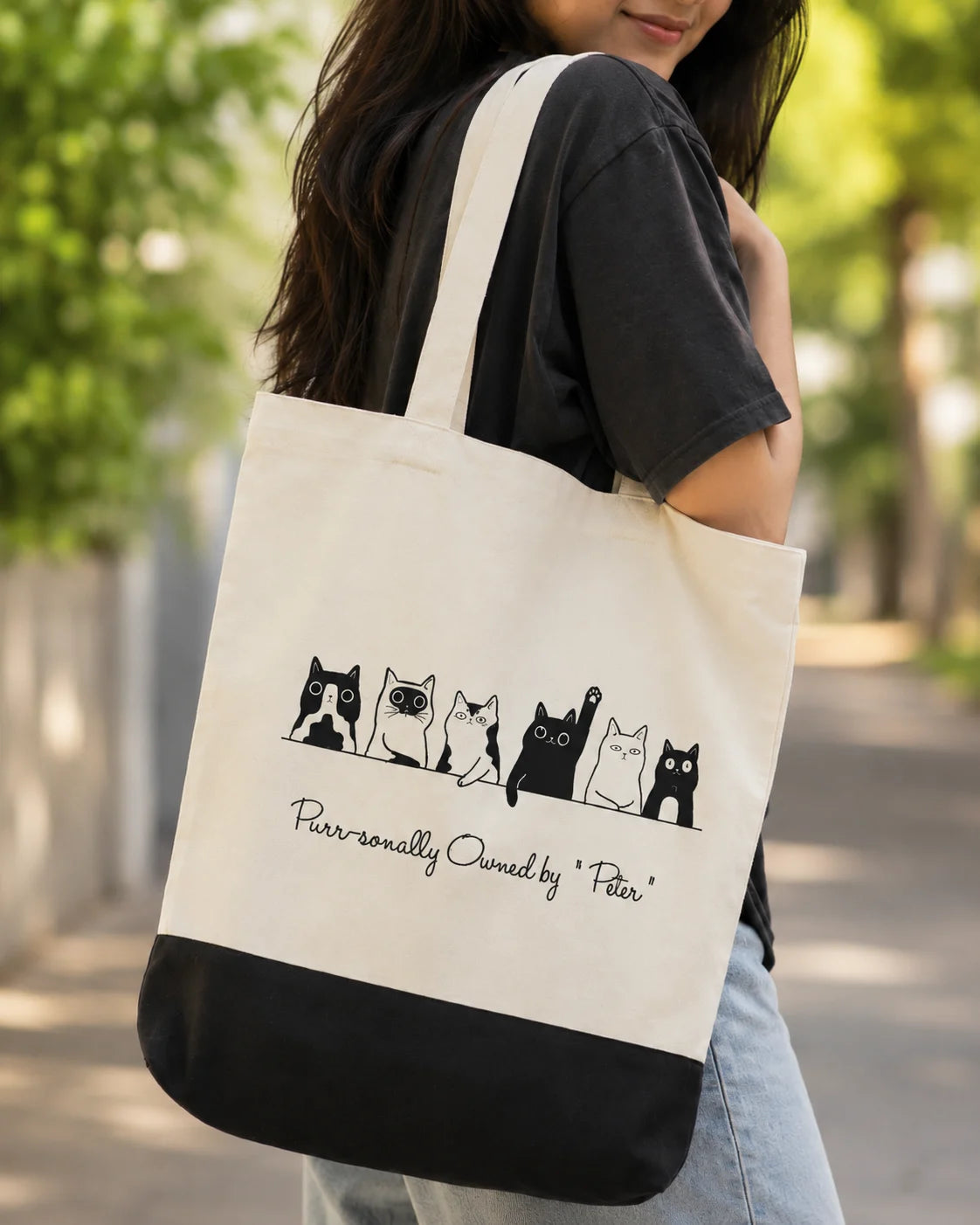 Purr-sonally Yours Personalized Cat Tote Bag