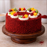 Red Velvet Fruit Delight Cake