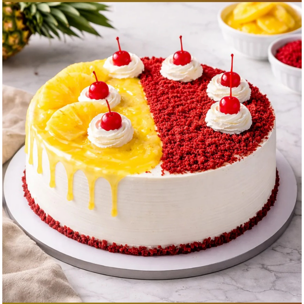 Red Velvety Pineapple Cake