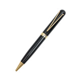 Black pen with gold accents on a white background