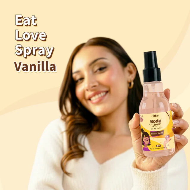Woman holding Smokin' Vanilla Body Mist - 150ml vanilla body mist with warm, musky scent ideal for daily wear and gifting.
