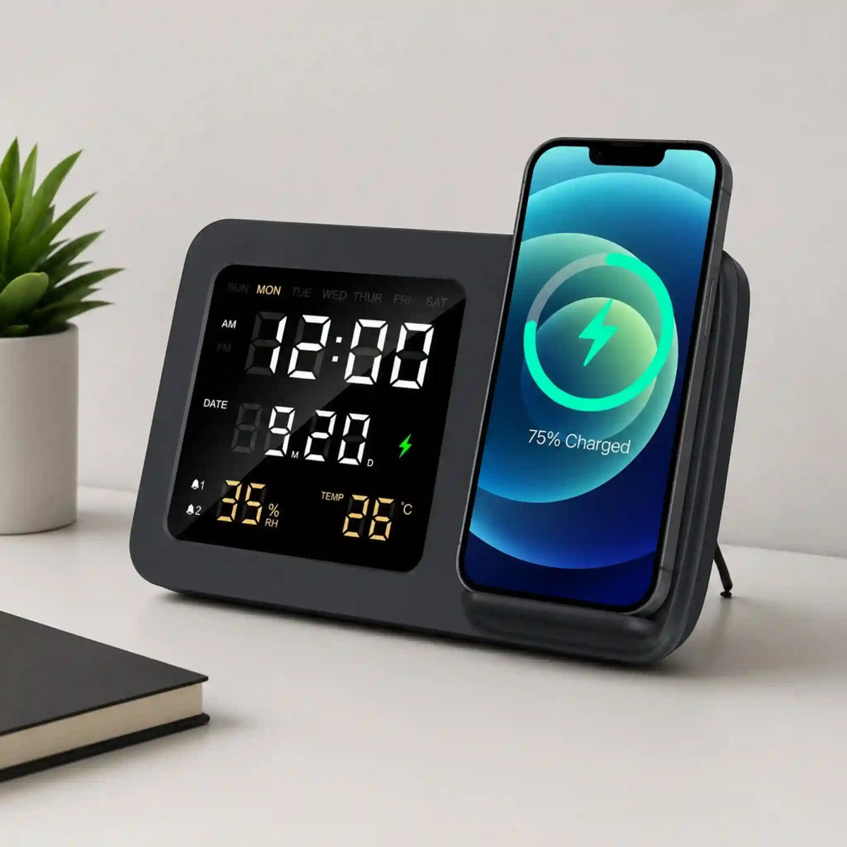 Shimmer Wireless Charger with Clock