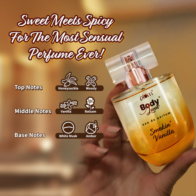 Smokin' Vanilla perfume with fragrance notes: honeysuckle, vanilla, balsam, white musk, and amber for a sweet-spicy blend.