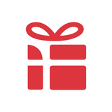 Red gift box icon with a bow on a white background