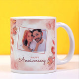 Buy Personalized Anniversary Mug for Special Occasion featuring floral design and custom photo, ideal for romantic gifts and home décor.