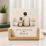 Personalized Best Dad Ever Ceramic Photo Plaque