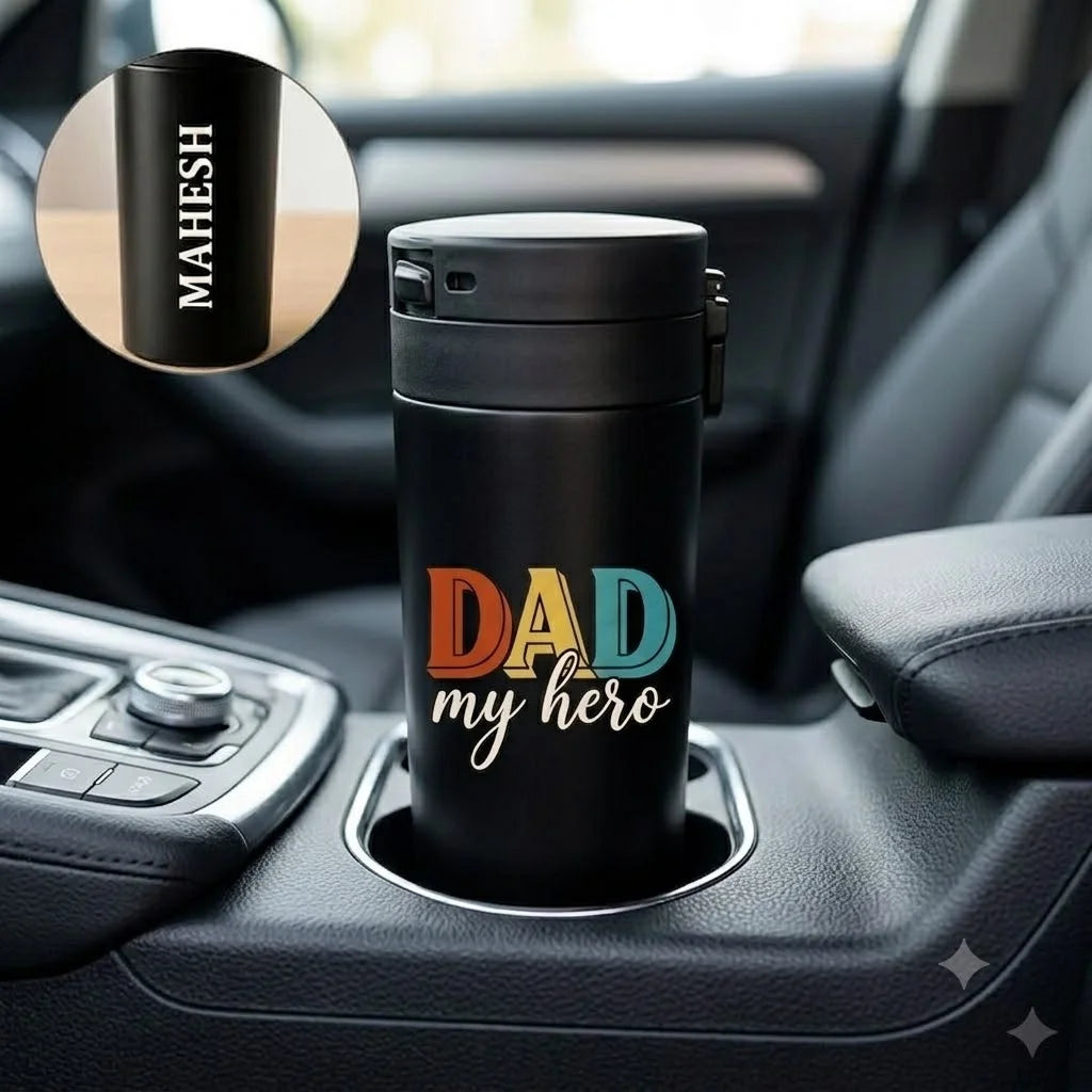 Personalized Dad My Hero Vacuum Travel Tumbler