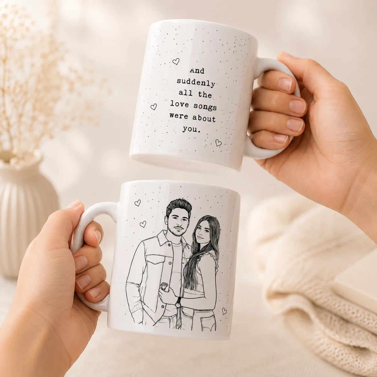 Custom Couple Line Art Mug
