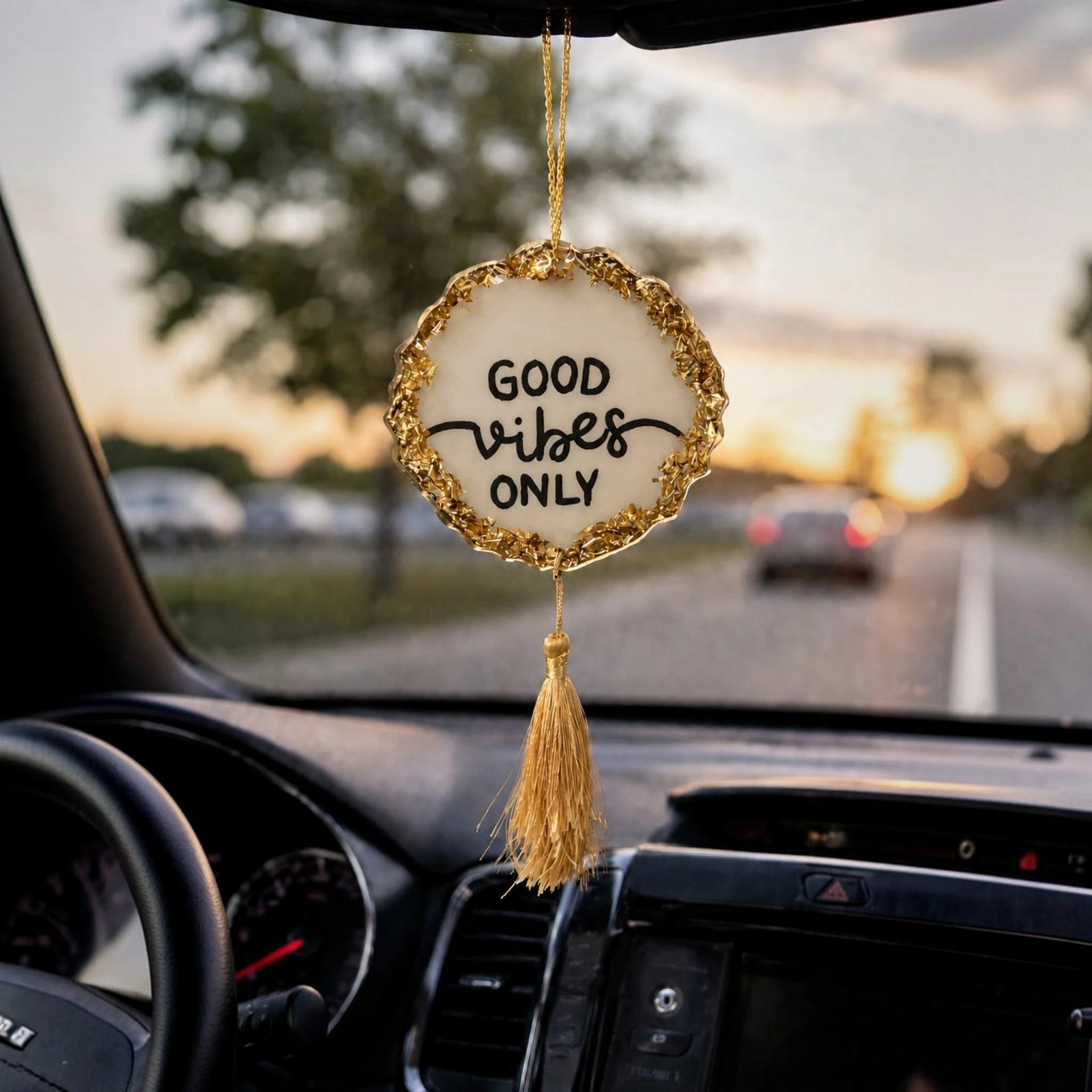 Good Vibes Only Decorative Resin Car Hanging