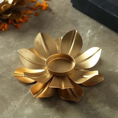 Golden Lotus Design Tea-Light Candle